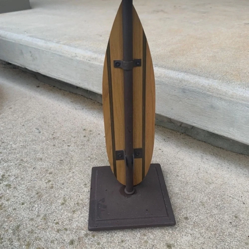 Pacific Coast Lighting Surfboard Pillar Candle Holder Wood Metal Beach Surfer